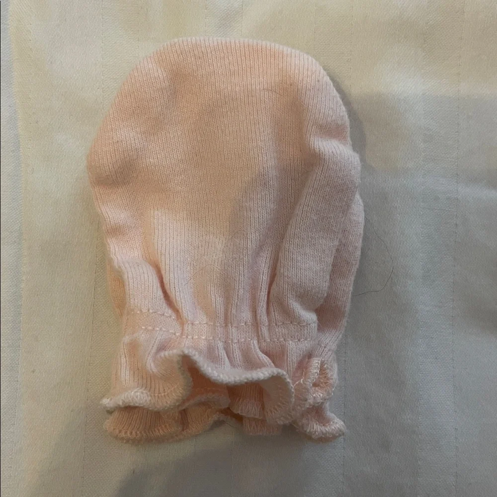 Set of Baby Mittens in Pink, mauve , and White